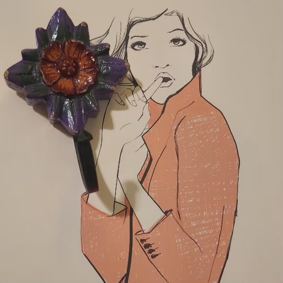 Flower Wall Hook Purple and Orange Urban Outfitters - Picture 1 of 5